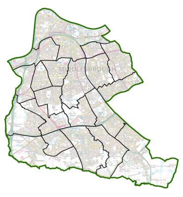 Middlesbrough Ward Map - No Labels